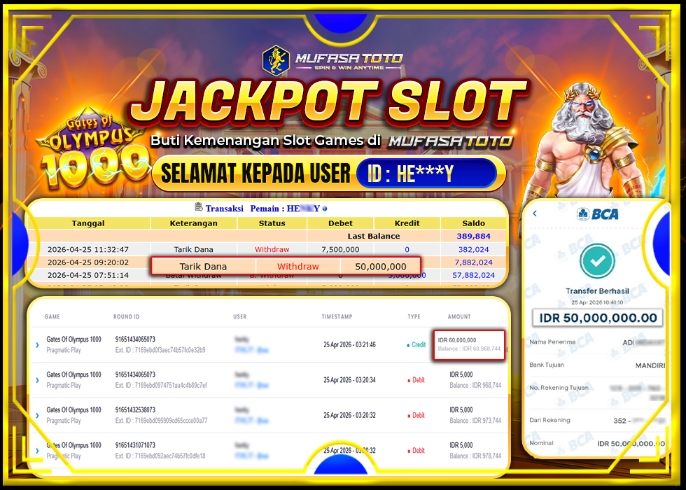 MUFASATOTO JACKPOT PRAGMATIC PLAY Rp.50.000.000|LUNAS